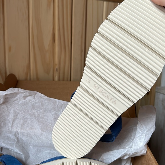 NEW Viscata Barcelona Genuine Leather Blue Sandals Size 7.5 - Picture 3 of 6